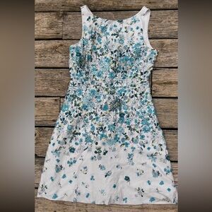Blue Floral Sleeveless Dress